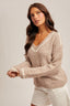 V-neck Sequin Stitch Contrast Sweater Pullover