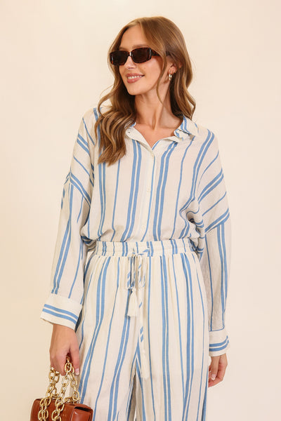 Oversized Striped Button-Down Shirt