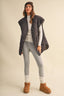 REVERSIBLE OVERSIZED QUILTTED PLAID VEST: Brown