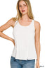 Flowy Hem Rayon Sleeveless Tank Top: White