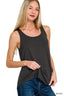 Flowy Hem Rayon Sleeveless Tank Top: Black