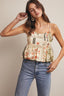 Patchwork Floral Peplum Cami Top