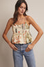 Patchwork Floral Peplum Cami Top