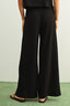 Crinkled Fabric Elastic Waist Pants | Black