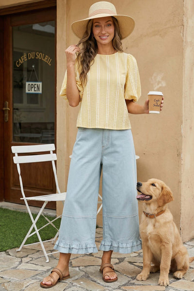 Sweet And Back Bow Accent Plaid Top