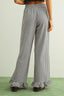 Crinkled Gingham Printed Pants With Ruffle Hem: Black