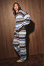 Wide Leg Pants: BROWN-MULTI STRIPE