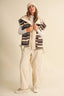 A STRIPED PLUSH FLEECE OVERSIZED VEST: MULTI