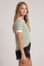 Split V-neck Striped Short Sleeve Top