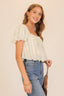 Lace Trim Floral Puff Sleeve Blouse