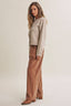 Cottage Garden Wool Blend Floral Placket Sweater Cardigan: OATMEAL