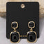 Double Cushion Colored Stone Drop Earrings: BK