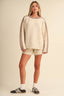 CONTRAST SWEATER TOP AND SHORTS SET: OATMEAL MULTI
