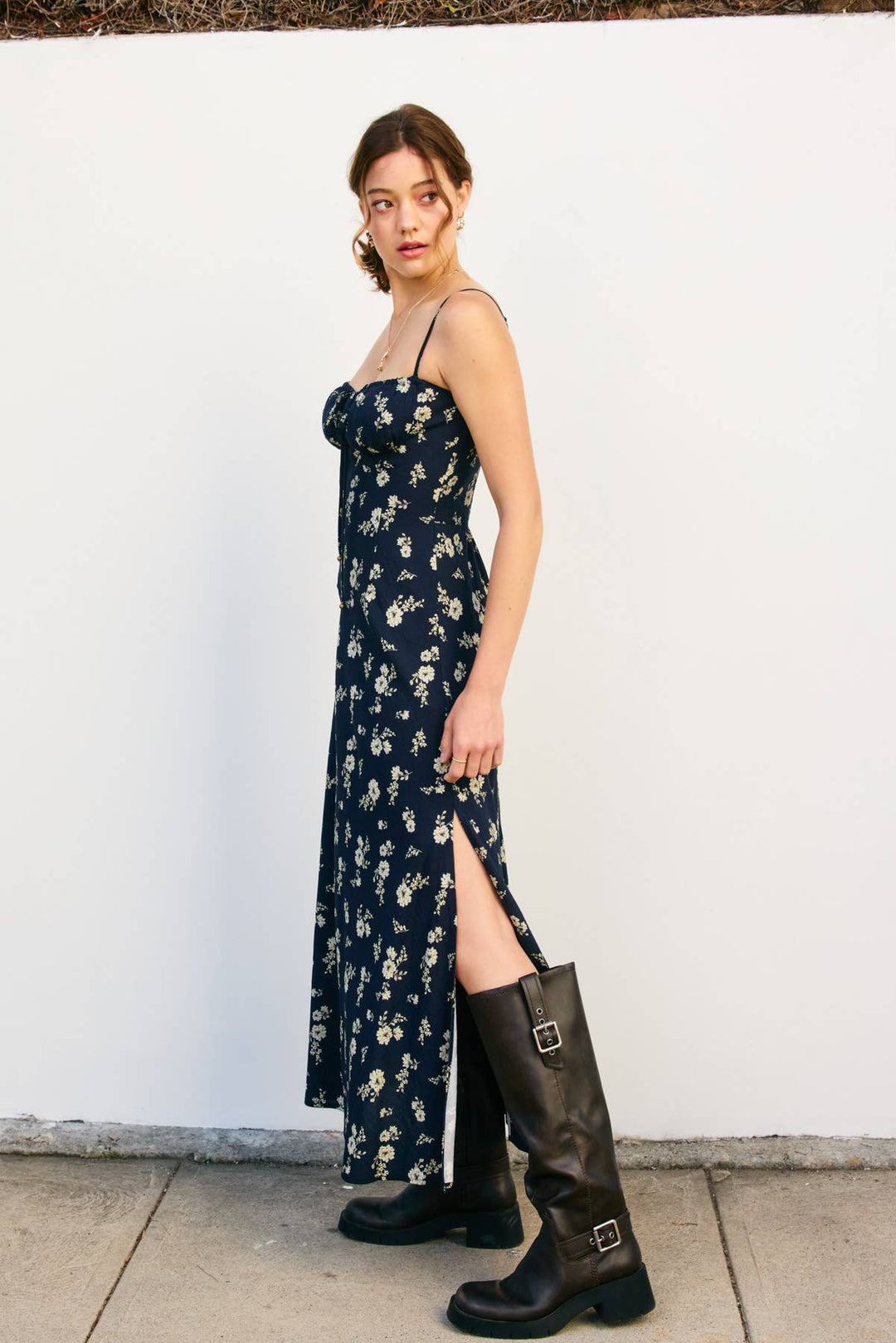 Dancing Moon Front Tie Slit Sleeveless Maxi Dress