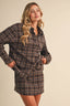CHECK PRINTED OVERSIZED LONGSLEEVE SHIRTS AND MINI : Brown