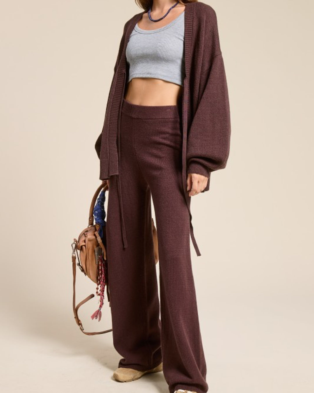 Ribbed Detail Knit Pants