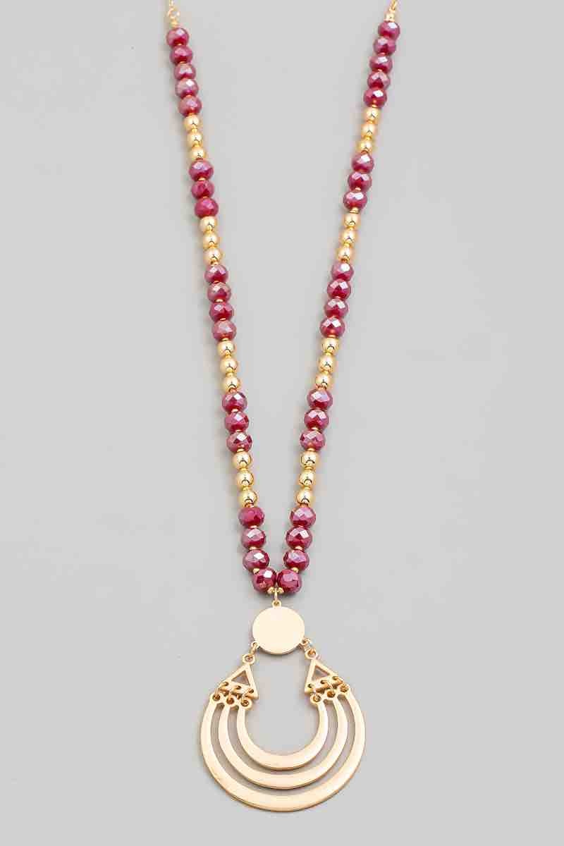 Circle Multi Bead Long Necklace