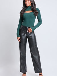 High Rise Straight Leg Metallic Pant