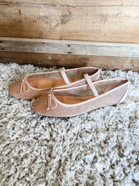 Marie Rhinestone Flat - Nude