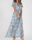 Floral V-Neck Flutter Sleeve Maxi Dress