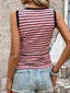 Striped Round Neck Tank - Pink & Black