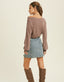 Off The Shoulder Knit Bodysuit - Mocha