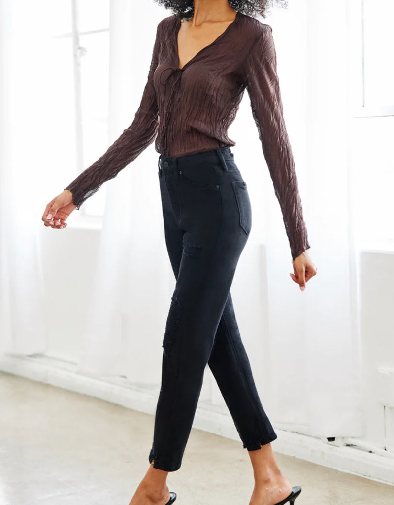 Haven High Rise Slim Straight Jeans - Black