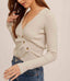 Asymmetrical Pleat Ribbed V - Neck - Dove