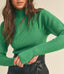 Ribbed Mock Neck Sweater - Kelly Green