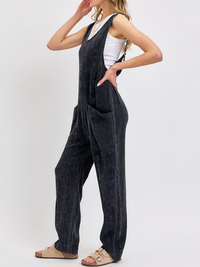 Mineral Washed Jumpsuit - Black