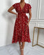 Floral Ruffle Sleeves Midi Dress