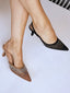 Betty Rhinestone Slingback Kitten Heel - Camel