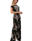 Off the Shoulder Belted Jumpsuit - Animal Print