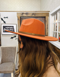 Leather Trim Solid Fedora Hat