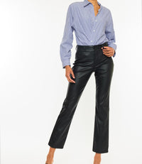 Judith High Rise Faux Leather Skinny Straight - Black