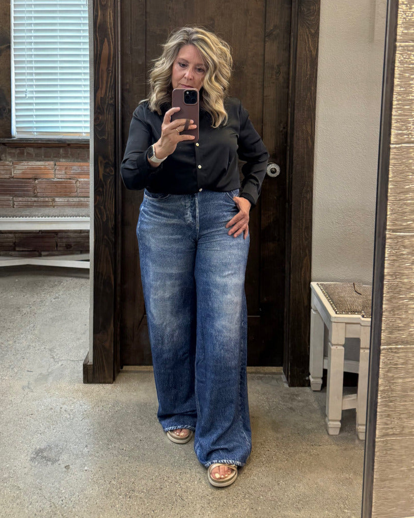 Weekend Blues Wide Leg Sweat Pants