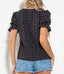 Square Neck Puff Sleeve Top -  Black