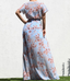 V Neck Woven Maxi Dress - Blue