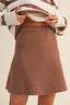STRIPED SWEATER TOP AND MINI SKIRT SET: MOCHA