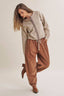 Cottage Garden Wool Blend Floral Placket Sweater Cardigan: OATMEAL