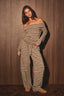 LOW RISE BARREL SWEATPANTS: BROWN-CREAM STRIPE