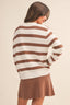 STRIPED SWEATER TOP AND MINI SKIRT SET: MOCHA