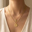 Gold Dipped Coin Pendant Layered Necklace: GOLD