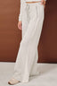 High Waist Contrast Side Panel Scuba Wide Leg Pants: OFF WHITE-ASH GREY