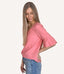 Blossom Ruffled V Neck Textured Top - Peach