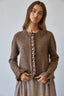 Ruffle Wave Button Knit Cardigan: CHOCO