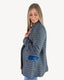 Wool Blend Houndstooth Coat - Navy