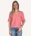 Blossom Ruffled V Neck Textured Top - Peach