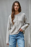 Knit Sweater Button Down Long Sleeve Cardigan Top: Light Heather Grey