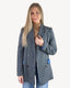 Wool Blend Houndstooth Coat - Navy